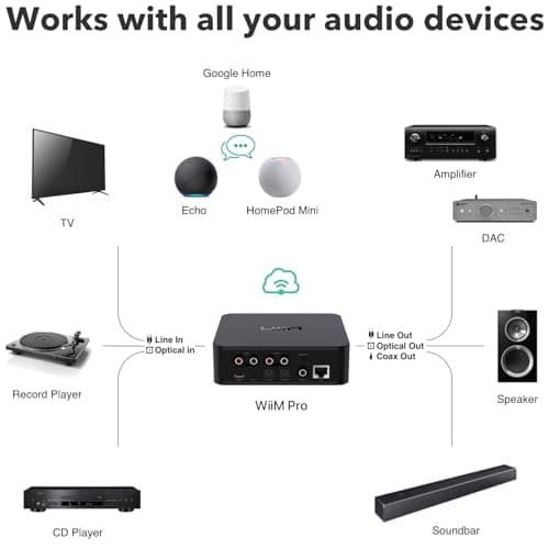 WiiM Pro Récepteur AirPlay 2, Google Cast Audio, Streamer Multi-pièces WiFi, Compatible avec Alexa, Siri et Google Assistant, Diffusion Audio Haute résolution à partir de Spotify, Amazon Music, Tidal