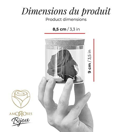 Amoroses Bijou - Rose éternelle stabilisée avec Calice plaqué Or 24K dans Un conteneur en Verre | Idée Cadeau (Rose Rose Shocking)
