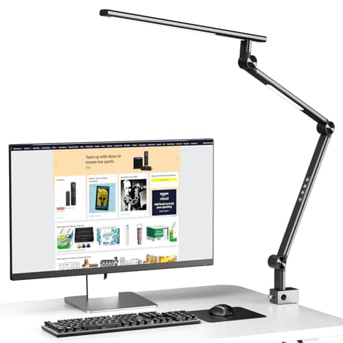 VERSKI Lampe de bureau LED, intensité variable 18 W, lampe de bureau pour la maison, le bureau, protection des yeux, lampe de lumière du jour, 5 températures de couleur et luminosité réglables