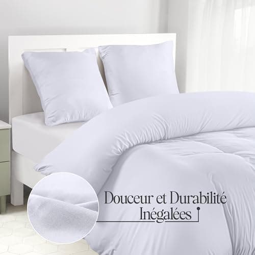 Utopia Bedding Housse de Couette 220x240 cm avec 2 Taies d'oreiller 65x65 cm (Blanc) - Parure de lit 220 x 240 cm - Ensembles de Housses de Couette en Microfibre brossée Douce