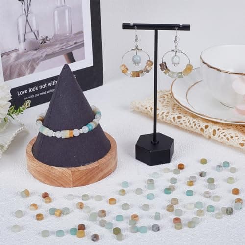 SUNNYCLUE 1 boîte de 236 pièces de Perles de Pierres Précieuses Plates de 6 mm, Perles de Pierre Heishi, Pierres Précieuses D'Énergie de Guérison en Vrac, Perles D'Espacement D'Amazonite en Vrac pour