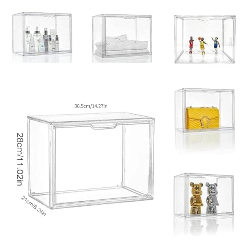 Vitrine en Transparent - Vitrine pour Collection, Boîte de Présentation Transparent pour Figurines d'action,Mini Figurines, Objets de Collection, DIY Protection Anti-poussière (36.5x28x22cm)