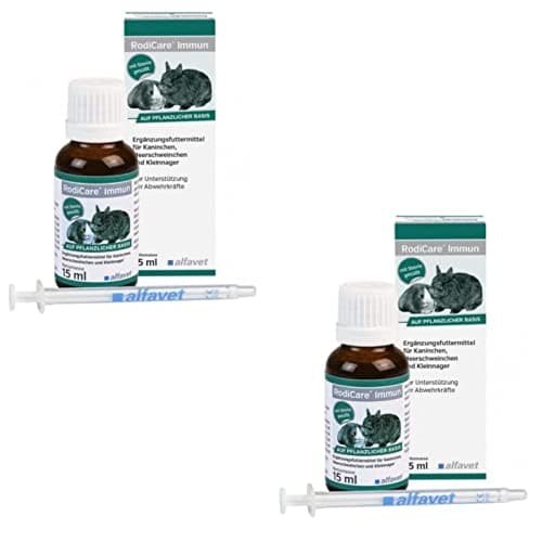 alfavet RodiCare Immun, Multipack, renforcement du système immunitaire pour Lapins, cochons d'Inde et Petits rongeurs, complément Alimentaire, 2 x 15 ML, seringue doseuse