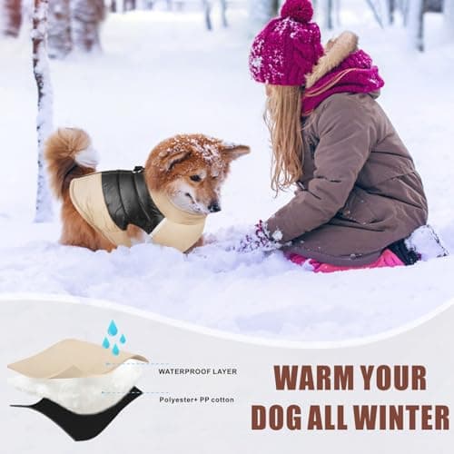 Idepet Manteau d'hiver pour Chien Vêtements Imperméables pour Petit Moyen Grand Chien Chat Taille S L L XL XXL 3XL 4XL 5XL (Couleur Kaki, S)