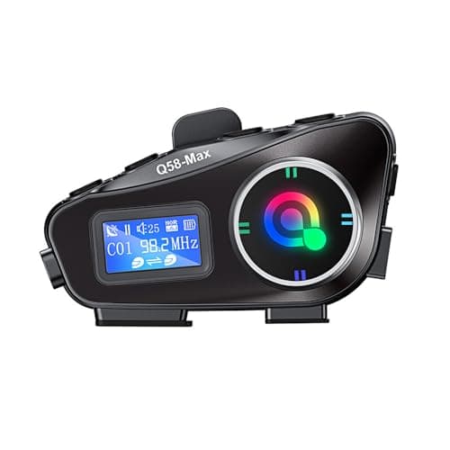 OBEST Intercom Moto Casque 500M, Bluetooth Moto Casque d'écoute, Prise en Charge l'audio FM/Carte CF/Siri, Partage Musique, IP65 Interphone Communication Système avec Lumière Atmosphérique, 1000mAh