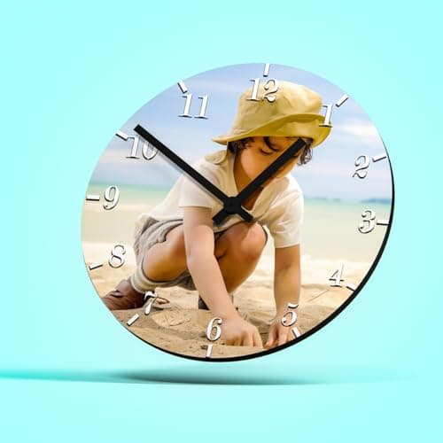 selfiemania Horloge Murale Personnalisable avec Votre Photo, visuel, Logo, 30 cm de Diamètre, en Bois MDF