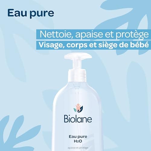 BIOLANE - Eau Pure H2O - Nouveau Packaging - Nettoyant Pour Le Visage, Corps Et Siège Du Bébé - Sans rinçage - 1 flacons-pompe 750ml - Fabriqué en France