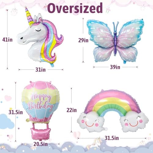 8 Ans Decoration Anniversaire Licorne, Decoration Anniversaire Papillon, Ballon Anniversaire 8 Ans Licorne, Decoration Anniversaire Fille 8 Ans pour Enfants Licorn Birthday Party Décorations