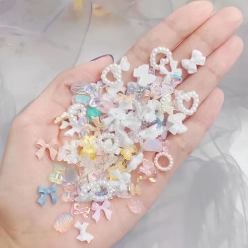 Lot de 500 Charmes D'ongles 3D, Multistyle Perles Décoratives pour Nail Art, Aléatoire Bijoux Ongle de Résine, Coeur Ours Noeud Papillon Fleur Nail Art Bijoux pour Femmes Filles DIY