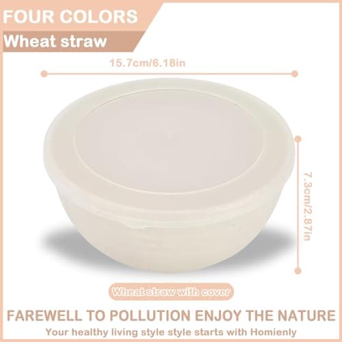 Sporgo Lot de 4 bols avec couvercle : 24 oz Bols à céréales 710 ml Saladier avec couvercle Bol en plastique incassable Bol à soupe Bol à salade pour enfants adultes