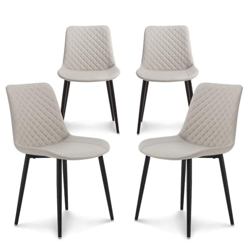 seonyou Chaise Salle à Manger Lot de 4 Chaise de Cuisine, Beige Similicuir avec Dossier et Siège Rembourré Pieds en Métal, Moderne Chaise Design
