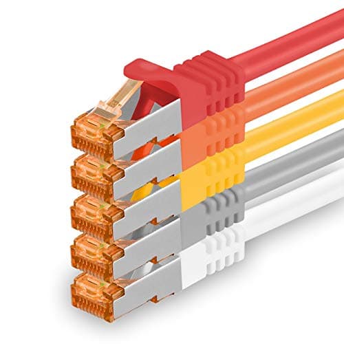 1aTTack.de 1m - Câble réseau Cat.7 5 couleurs 01-5 pièces Câble LAN Gigabit Ethernet Câble patch 10000 Mbits Câble Cat7 Câble S FTP PIMF blindage LSZH Câble brut Cat.7 Prise Rj45 Cat 6a - 5 x 1 mètre