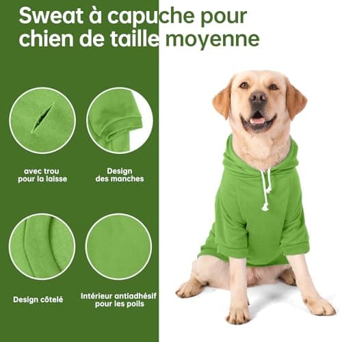 Furryilla Vêtements pour Chien, Sweat à Capuche pour Chien avec Trou pour Laisse pour Chiens de Taille Moyenne à Grande