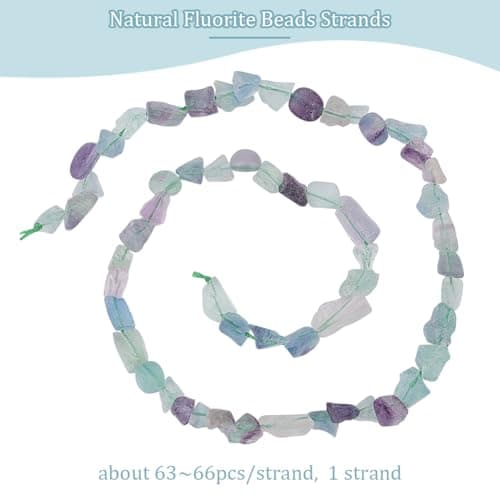 OLYCRAFT Environ 63~66pcs Perles en Fluorite naturelle brute Perles de pierre irrégulière Perles en vrac percées Perles de cristal de Fluorite pour collier bracelet et boucle d'oreille