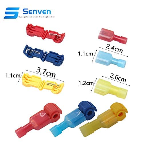 Senven 60Pcs (30 paires) Terminal de ligne t-Tap avancé, connecteur câble connecteur rapide auto-exfoliant et kit connecteur terminal mâle entièrement isolé - Bleu 60pcs