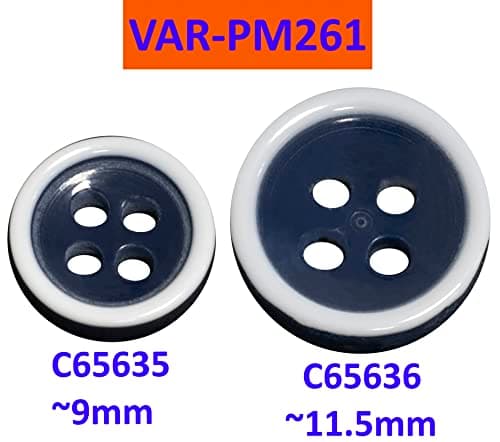 AERZETIX - C65636 - Lot de 10 Boutons à coudre ronds Ø11.5x3.2 mm avec bord à 4 trous L18 18L - en plastique - couleur: bleu foncé/blanc - ouverture 1.7 mm - mercerie couture vêtements tissu