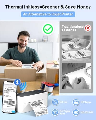 Phomemo Imprimante d'étiquettes Bluetooth 4 x 6 - Imprimante Thermique DHL - Étiquettes d'expédition - Imprimante pour Colis d'expédition - Compatible avec Ebay, Amazon, Etsy, Ups, Wish, Shopify
