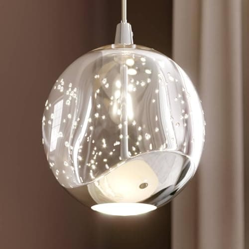 LED Suspension en verre Hayley (Moderne) Transparent Verre e. a. pour Salon & Salle à manger (à 5 lampes,), Luminaire, Lampe plafond, Luminaire Plafonnier, Suspendue