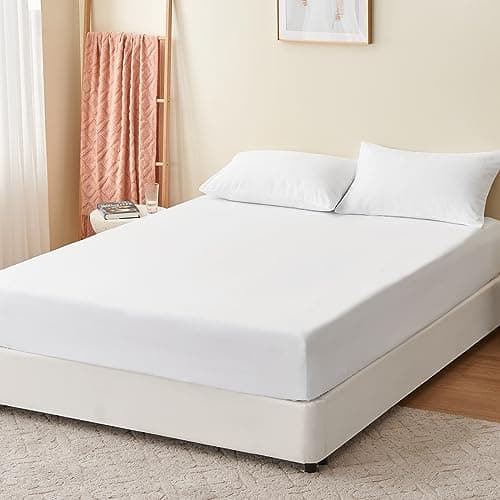 RUIKASI Drap Housse 140x190 Blanc - Drap Housse 140 x 190 Bonnet 30cm Matelas en Microfibre 2 Personnes, Très Doux et Respirant avec Élastique Tout Autour