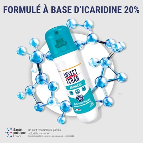 INSECT ECRAN - Anti-moustiques - Spray répulsif peau - Protection contre les piqûres de moustiques – Made in France - Familles - 100 ml