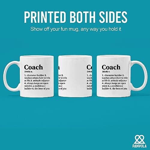 Panvola 'Coach Noun Definition Character Builder ' Pour Coach Team Manager Office Boss Appréciation Nouveauté inspirante Tasse à café en céramique 11 oz