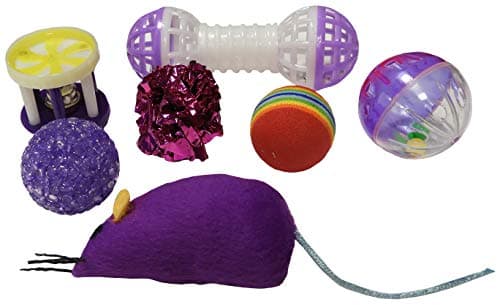 Aimé | Lot de 7 Jouets pour Chat | Jouets pour Chat Intérieur et Extérieur | Jeux pour Chat Variés et Amusants | Facile à Ranger et à Transporter | Convient à tous les Chats