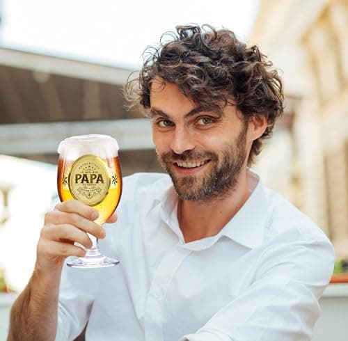 CROWNLY CRYSTAL® Cadeau Papa Verre A Biere Cadeau Personnalisé Annonce Grossesse Papa Cadeau Meilleur Papa Cadeau Anniversaire Homme Cadeau Original Homme Idee Cadeau Papa Verres À Bière