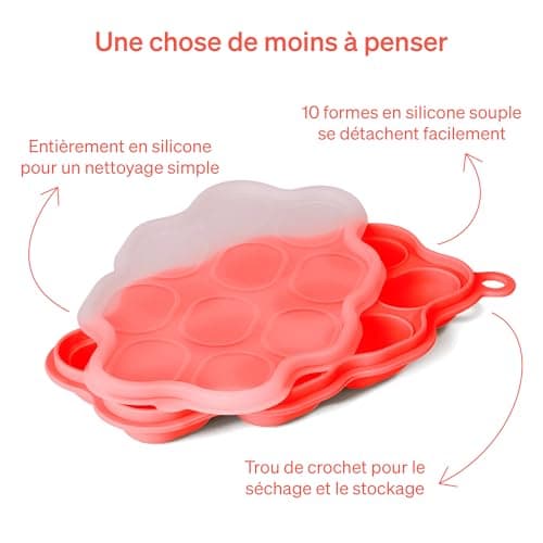 Bac a Glacons Avec Couvercle Bebe par LoveNoobsTM, Lot de 2 plateaux en silicone à 100%, Bac Glacon Bebe Diversification, Sans BPA, Moule Glace Bebe, Glacons Moule, Bac Congelation Puree Bebe