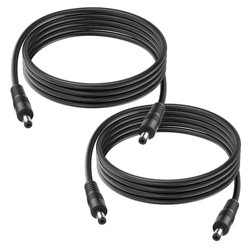 GINTOOYUN Câble DC à DC, 2 groupes 6ft 18awg DC câble d'extension d'alimentation DC 5.5mm X 2.1mm mâle à mâle câble adaptateur d'alimentation pour LED,CCTV,voiture,moniteur,etc-2M (2 mètres)