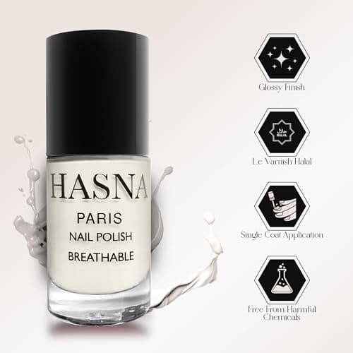 Hasna Paris - Vernis à Ongles Halal - Éco-Responsable - Brillance et Longue Tenue - Facile à Appliquer - 6ml (CREME)