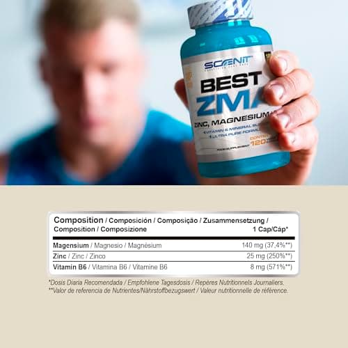 ZMA - ZMA Magnésium Zinc et Vitamine b6 - Best ZMA - 120 capsules végétaliennes - Zinc bisglycinate et magnesium - zinc magnesium - zinc complement alimentaire - zinc gelules
