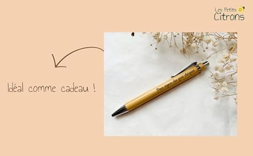 Stylo à bille bambou personnalisé/Cadeau maitresse mariage témoin fête des pères/En bois personnalisable/Entreprise anniversaire Comité