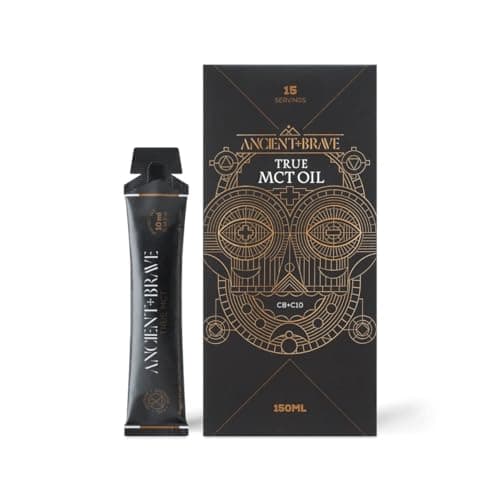 Ancient + Brave True MCT Oil Sachets 15 x 10 millilitres - Mélange C8, C10, 100% noix de coco - Soutien intermittent, cétogène, paléo et nootrope - Végétalien