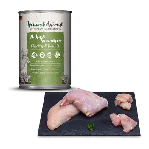 Venandi Animal Premium Nourriture Humide pour Chats, Pack d'essai II, Poulet + Lapin, Veau, Dinde, 6 x 400 g, sans céréales et Naturel, 2.4 kg