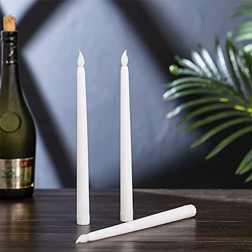 Sequpr Lot de 6 Bougies à LED, Bougies sans Flamme, Bougies à Piles, Bougies Longues LED pour Noël Table Mariage Anniversaire Fête Décoration (Blanc)