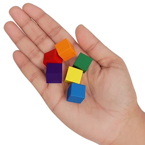Belle Vous Cube Couleur en Bois (Lot de 100) - 1,5 x 1,5 x 1,5 cm - Bois Cube Carré de 6 Couleurs - Cube Bois Enfant, Travaux Manuels, Fabrication de Puzzle, Jouets Éducatifs