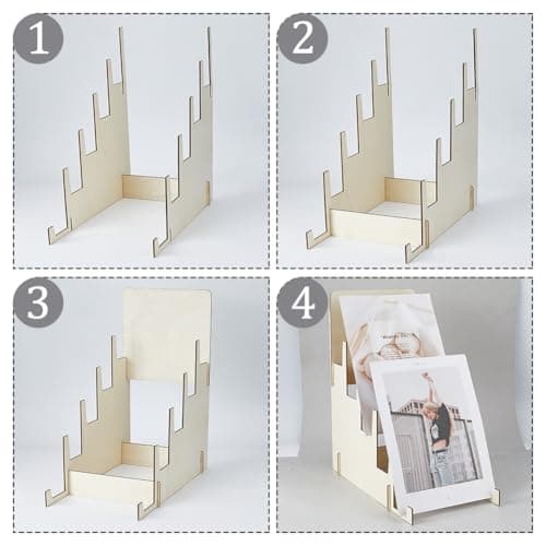 SUPERFINDINGS Présentoir de Cartes de Vœux en Bois à 3 niveau Présentoir D'Autocollants Présentoir D'Impressions D'Art Organisateur de Cartes Postales Support de Brochures Polyvalent 34x20cm