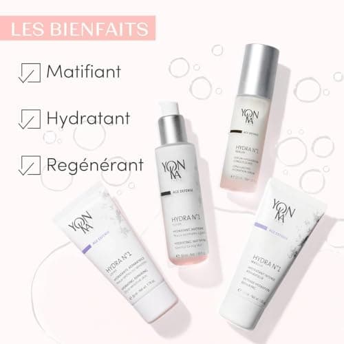 Hydra N°1 Fluide Yonka 50ml - Hydratant Matifiant Peau Normale à Grasse Déshydratée - Hydratation Profonde Longue Durée sans Brillance - Effet Mat