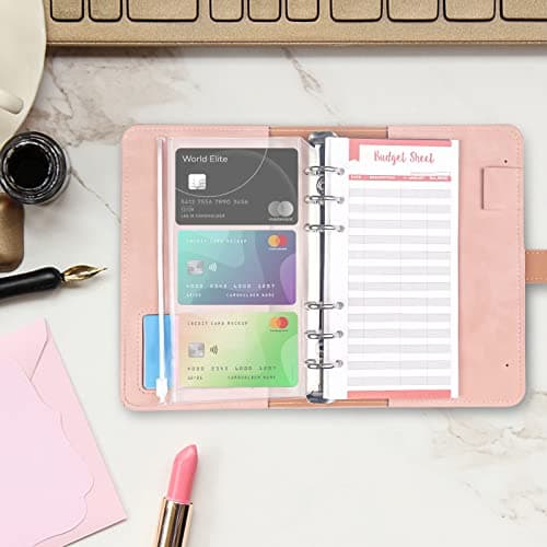 Relota 20 Pièces Pochettes Classeur, 6 Trous Pochette Plastique A6, Transparente Imperméable Dossiers à Glissière, Enveloppe Budget, Sacs Zippés à Feuilles Mobiles pour Documents, Cahiers, Cartes