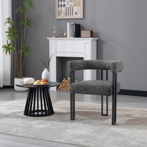 WOLTU Lot de 4 Chaises de Salle à Manger, Chaise Cuisine en Chenille, Chaise Salon avec Pieds en Métal, Fauteuil Chambre, Siège Rembourré, Chaise Moderne, Gris Foncé, EZS25dgr-4