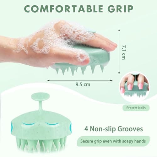 Hience 2 Pièces Brosse Massage Cuir Chevelu, Brosse Shampoing Cheveux Silicone pour Stimule Croissance des Cheveux et Exfoliation Douce, Scalp Massager Brush avec Poils Silicone Souple