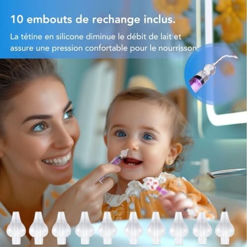 Seringue nasale bébé - Mouche Bébé - 2 Seringues et 10 Embouts de Rechange en Silicone Doux. Seringue 10 ml avec des Animaux.