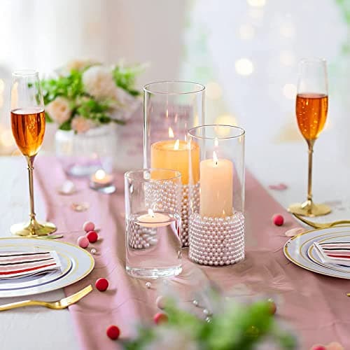 Hewory Vases Cylindriques en Verre Lot de 6, Grand Vase en Verre Transparent pour Fleurs, Support de Bougie pour Bougie Pilier Flottante, Vase à Fleurs pour Centre de Table pour Mariage, 10/15/20cm