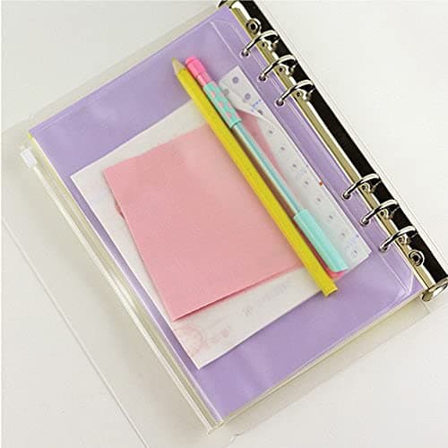 Lot de 12 pochettes de format A5, pochette à fermeture éclair, dossiers transparents à 6 trous, poche avec couvercle, deux types, sacs étanches en PVC avec fermeture éclair pour la maison