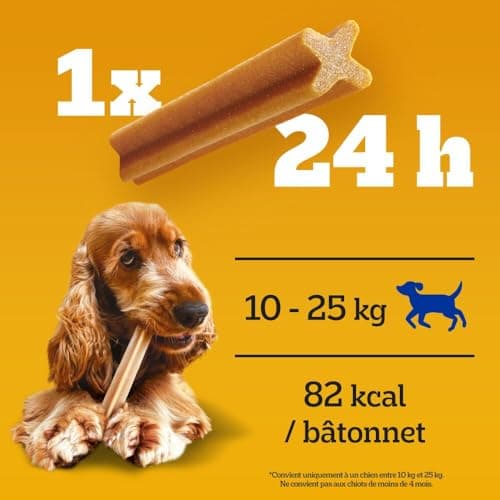 PEDIGREE DENTASTIX Sticks Bucco-Dentaires pour Moyen Chien 10-25kg - 56 Bâtonnets à Mâcher (Lot de 8 Sachets de 7 Friandises) - Hygiène, Scientifiquement Prouvé, Nettoyage Dents au Quotidien