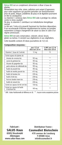 Salus Détox BIO - Formule Liquide - Élimination des Toxines*, Drainage - À Base de Thé Vert, d'Ortie et d'Acérola - 250 ml