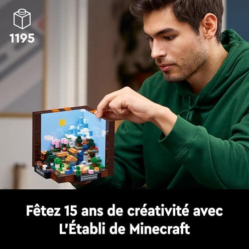 LEGO Minecraft L’établi - Set de Construction en Briques Inspiré du Jeu Vidéo - avec des Figurines, des Créatures et des Biomes - Spécial 15e Anniversaire - Cadeau pour Adultes Hommes et Femmes 21265
