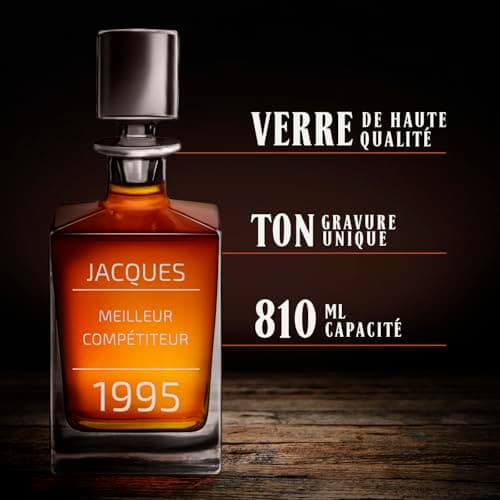 Maverton Set Whisky personnalisable - Ensemble de Carafe en verre de 810 ml et 2/4 / 6 verres de 250 ml pour lui - meilleur copain - Service Whiskey pour papa - Cadeau anniversaire homme - Année