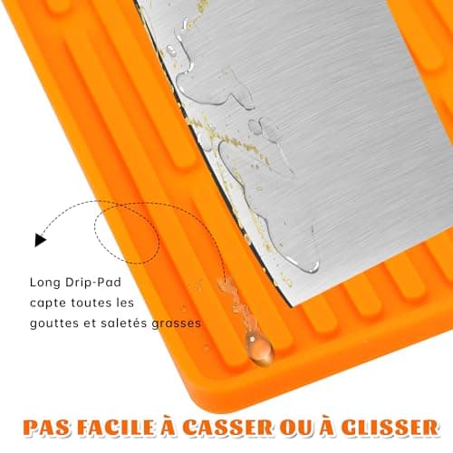 Tapis de Cuisson Barbecue, Ustensiles Barbecue Compatible avec Grille à Gaz, Tapis de Spatule en Silicone Tapis d’Etagère Latérale pour BBQ Grills Comptoirs (Orange Epais)