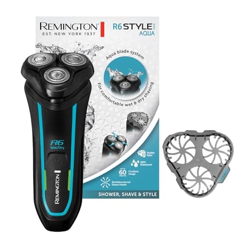 Remington Rasoir Electrique [Performance Précison Comfort] Style Series R6 (Escamotable, Ergonomique, Têtes Multidirectionelles 360°, Etanche, Batterie Lithium 60 min, Charge USB) Tondeuse R6000